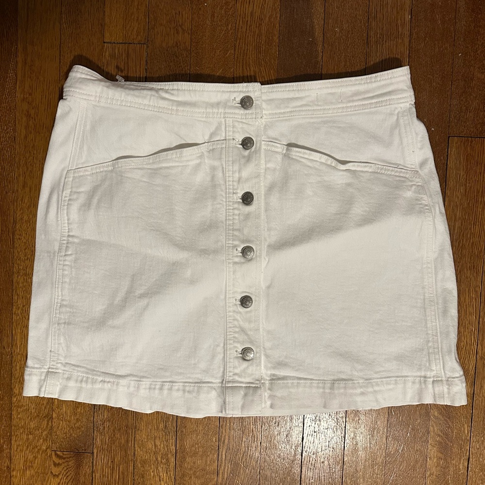 Madewell Women’s Stretch Denim A-Line White Skirt Size 14